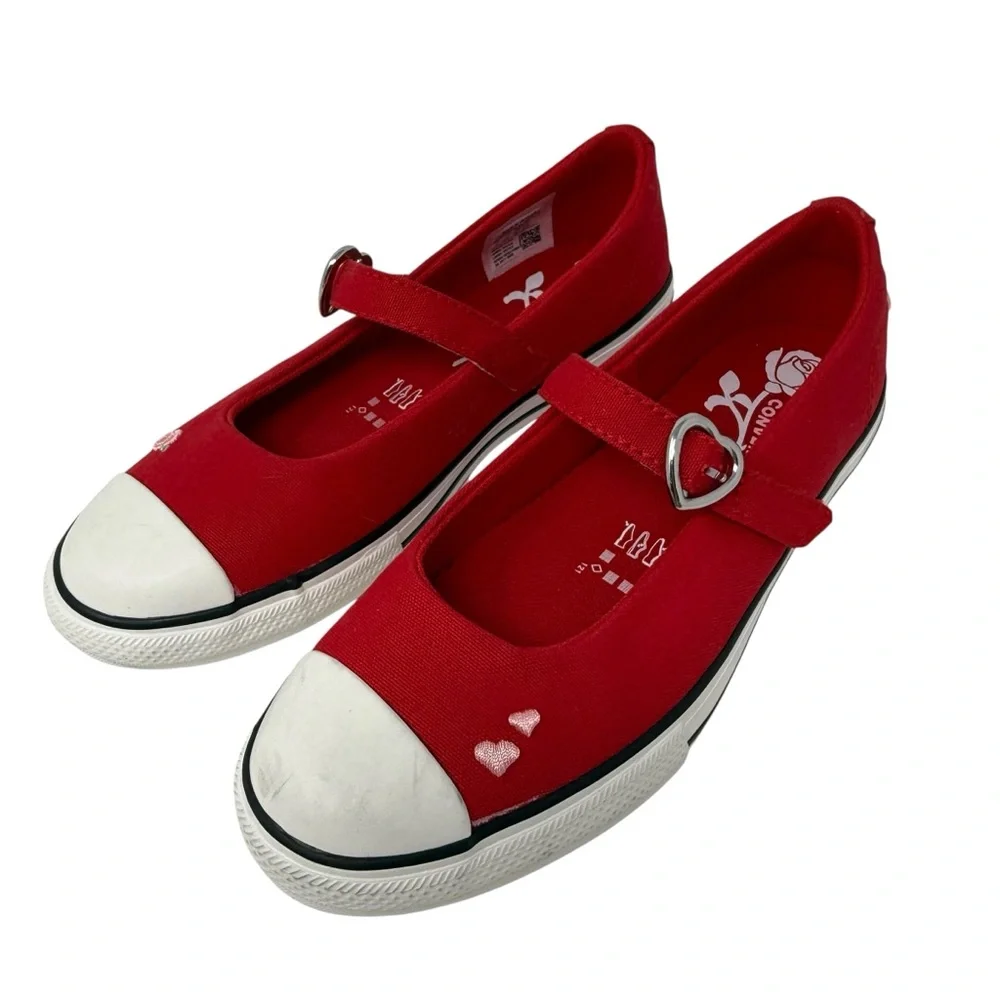 Converse All Dainty Mary Jane shoe Youth Girl Size 3 Red Hearts New